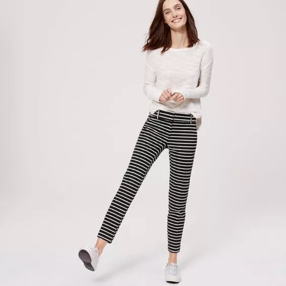 LOFT Marisa The Riviera Pant Striped Ankle Pants - Picture 8 of 8